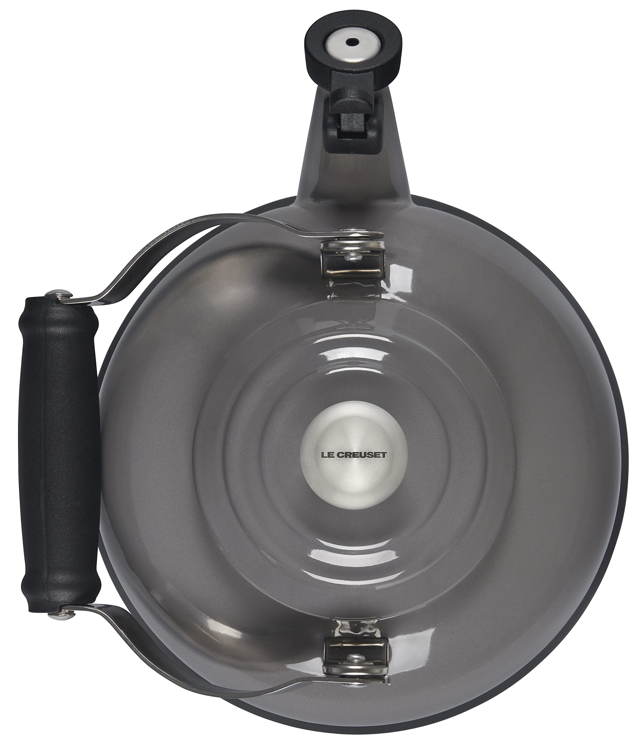 Le Creuset 1.7 qt. Enameled Steel Whistling Tea Kettle - Oyster Color with Metal Finishes | Stovetop Safe for Gas & Electric | Perfect for Home, Office & Tea Lovers