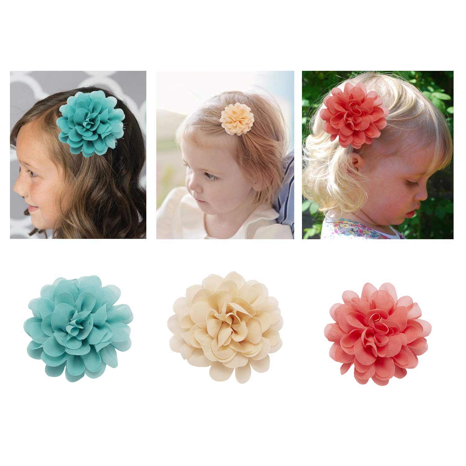 20 Pack Silk Chiffon Artificial Flower Hair Clips - Large Fabric Floral Brooch Pins & Alligator Hair Clips for Women, Girls, Kids - Perfect for Weddings, Bridal, Prom, Parties & Hair Styling Accessories