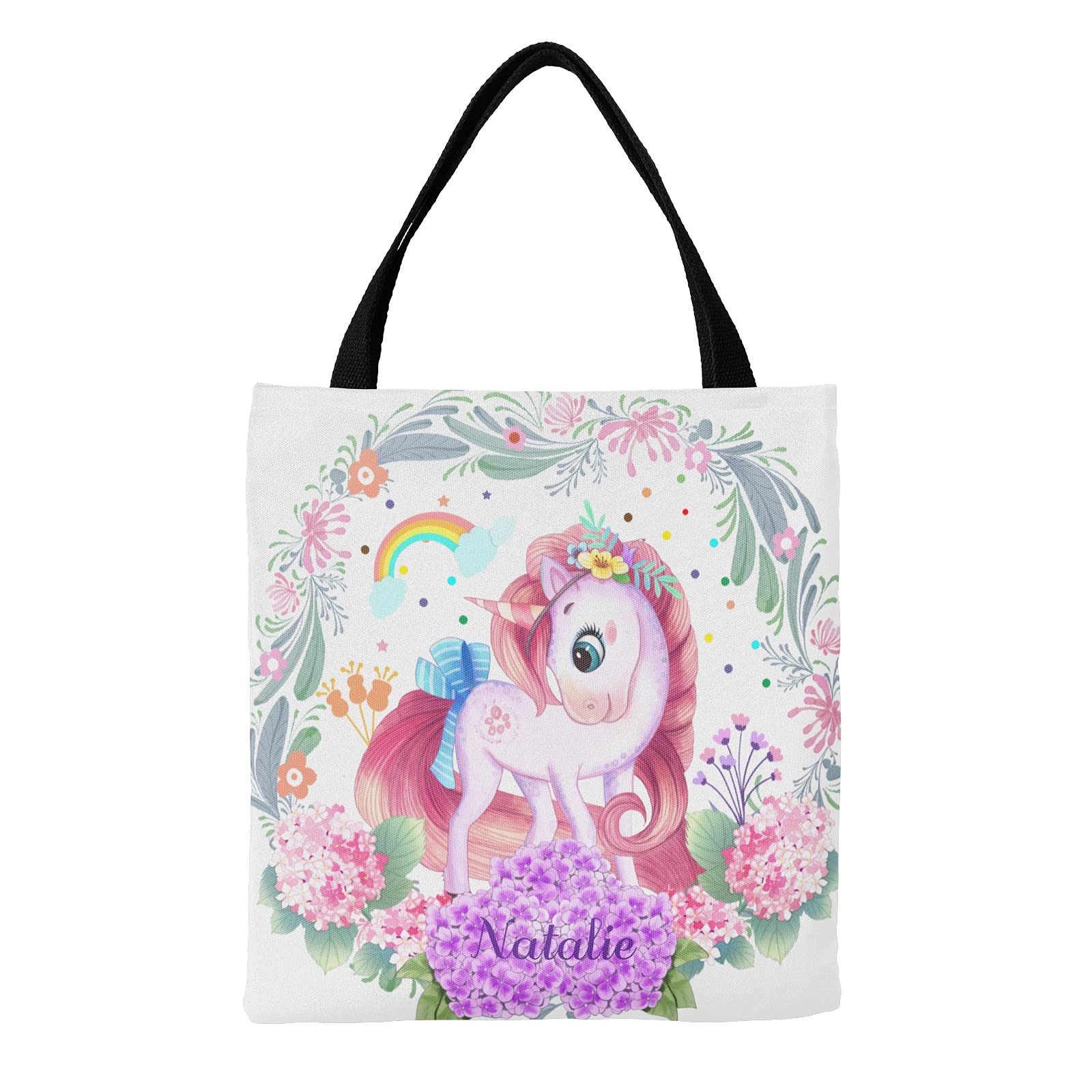 Personalized Unicorn Canvas Tote Bags - Cute Reusable Shopping Bags for Women, Eco-Friendly Grocery Tote for Travel, School & Work - Perfect Gift for Girls & Teens
