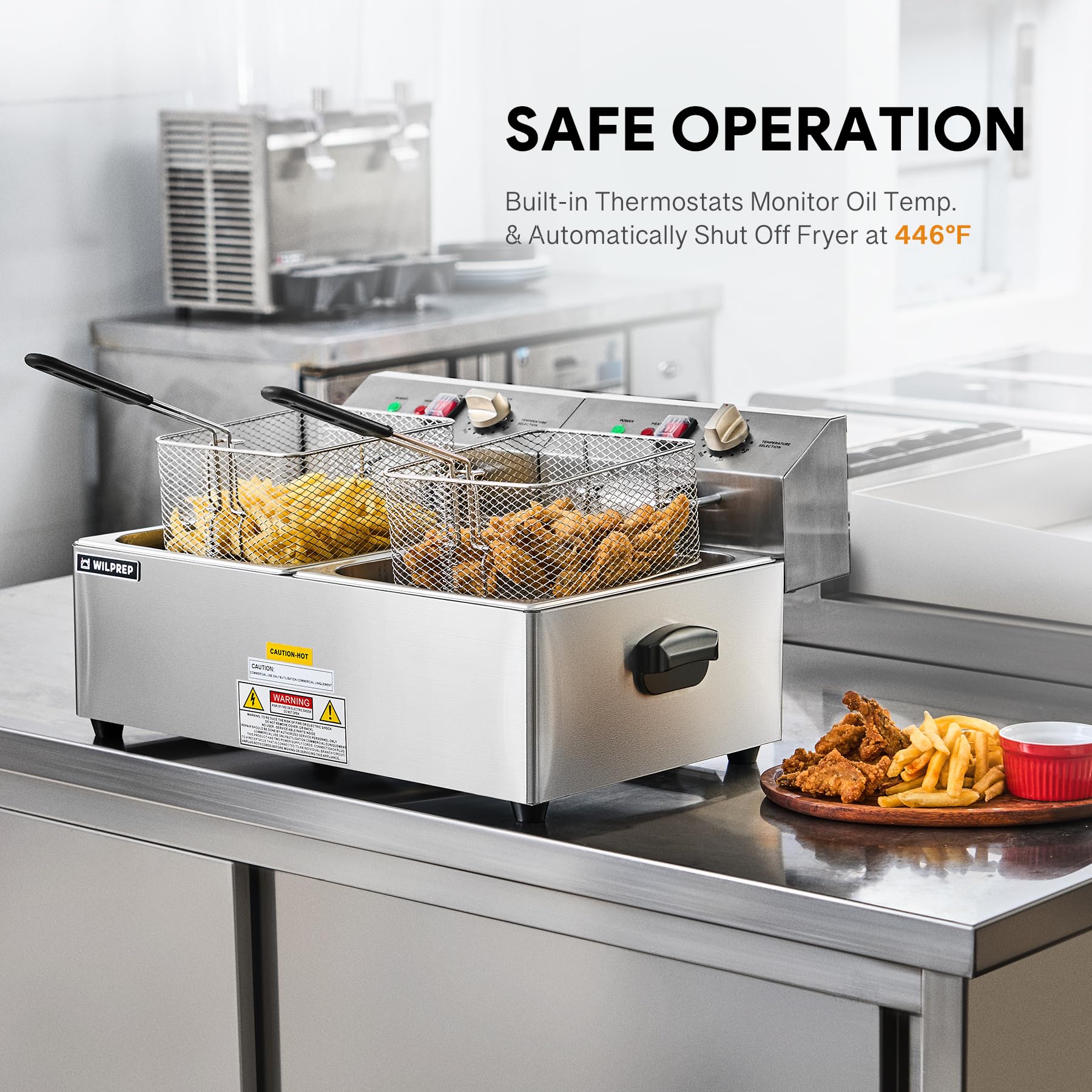 1600W Commercial Electric Deep Fryer - 20 lb Capacity, Dual Oil Tanks with Baskets, Adjustable Temperature Control - Stainless Steel Countertop Fryer (ETL Certified) - Perfect for Restaurants, Food Trucks & Home Kitchen Use