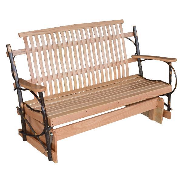 Premium Hickory Wood Porch Glider Swing - Outdoor Patio Rocking Bench for Garden, Deck & Backyard Relaxation | Weather-Resistant & Comfortable Seating