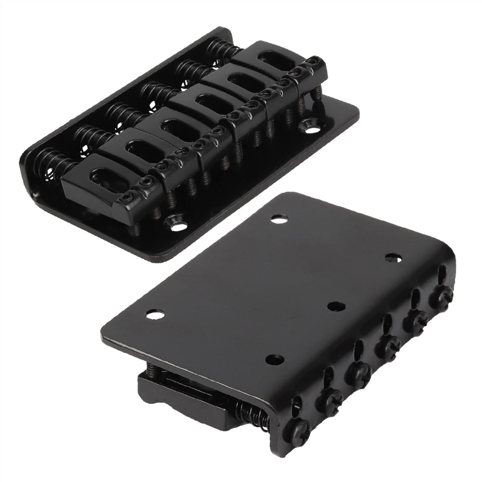 6 String Hardtail Guitar Bridge - Metal Fixed Saddle Top Load Tailpiece for Electric Guitar (Black) | Perfect for DIY Guitar Repair & Upgrades