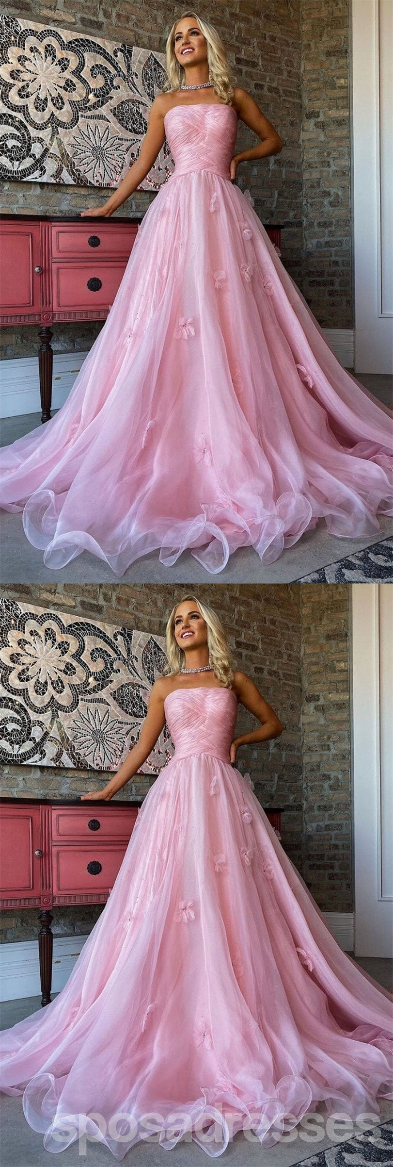 Floral Pink A-Line Sweetheart Long Prom Dresses for Women - Elegant Evening Party Gowns - Perfect for Homecoming, Formal Dances & Special Occasions - Style 12662