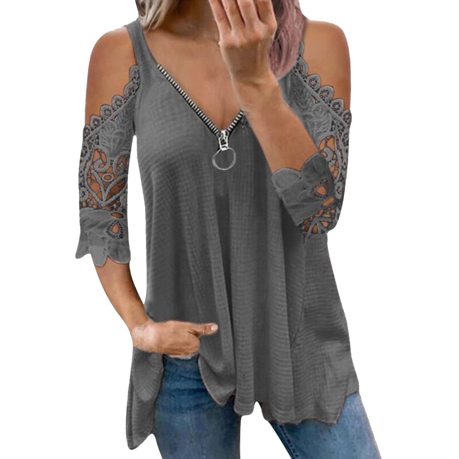 Women's Stitching V-Neck Short Sleeve Tops - Casual Loose Fit Workout Tees for Everyday Wear | Gym, Yoga & Street Style Fashion