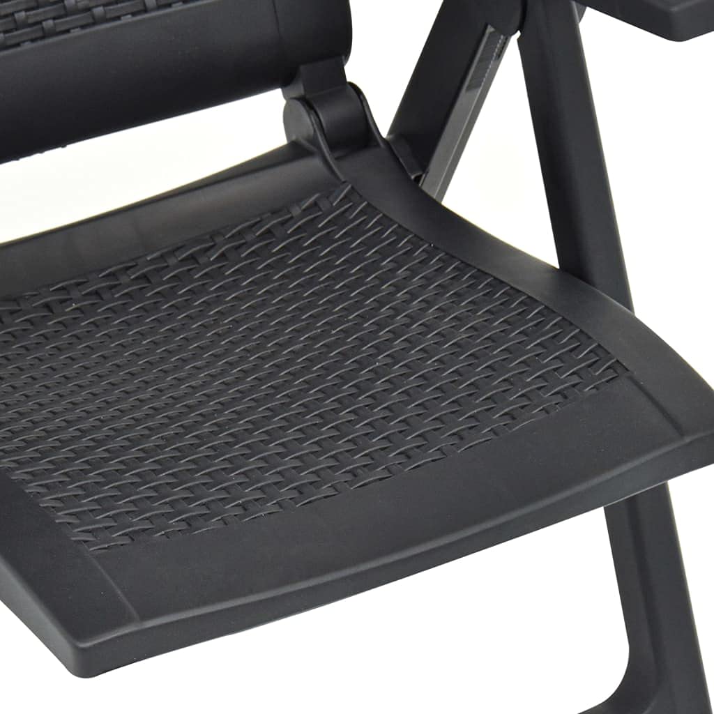 vidaXL 2-Piece Patio Reclining Chair Set - Lightweight Adjustable Foldable Outdoor Lounge Chairs with Weather-Resistant Plastic Frame in Anthracite | Perfect for Poolside, Backyard, Garden Relaxation and Sunbathing