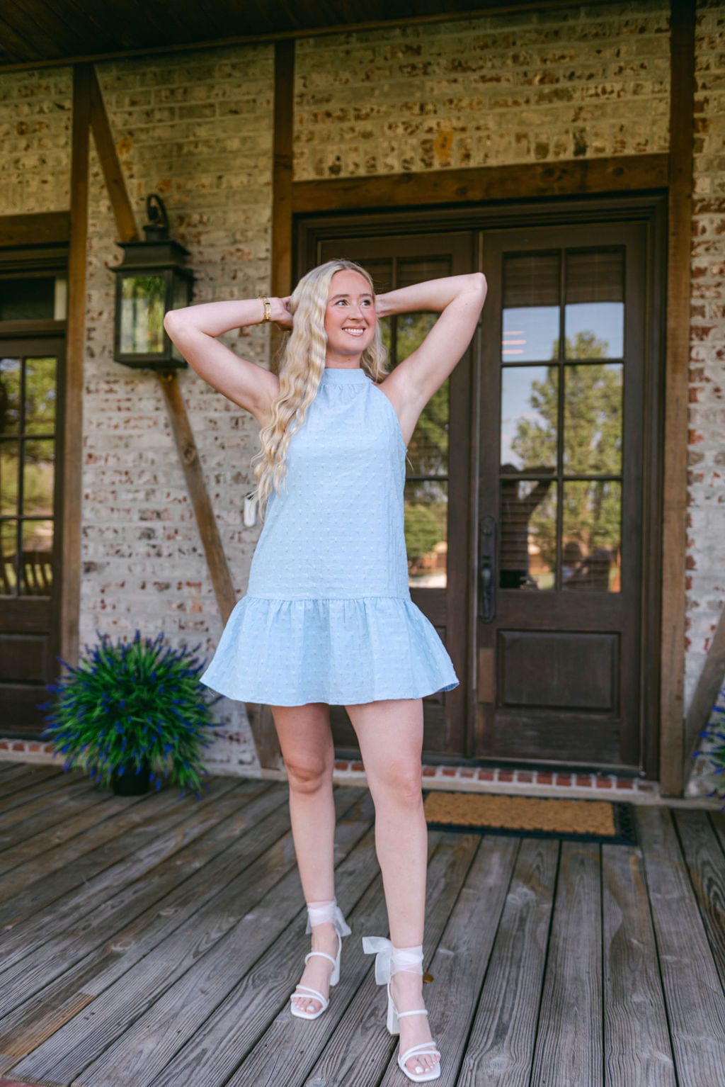 Sexy Blue Halter Neck Babydoll Lace Dress for Women - Sleeveless Party Nightwear & Lingerie for Date Night, Valentine's Day Gift, Boudoir Photoshoot