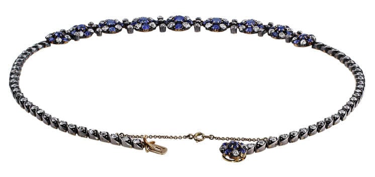 18K White Gold Antique Sapphire Necklace - AGL Certified Natural Blue Sapphire Pendant for Women | Elegant Jewelry Gift for Anniversary, Birthday & Special Occasions
