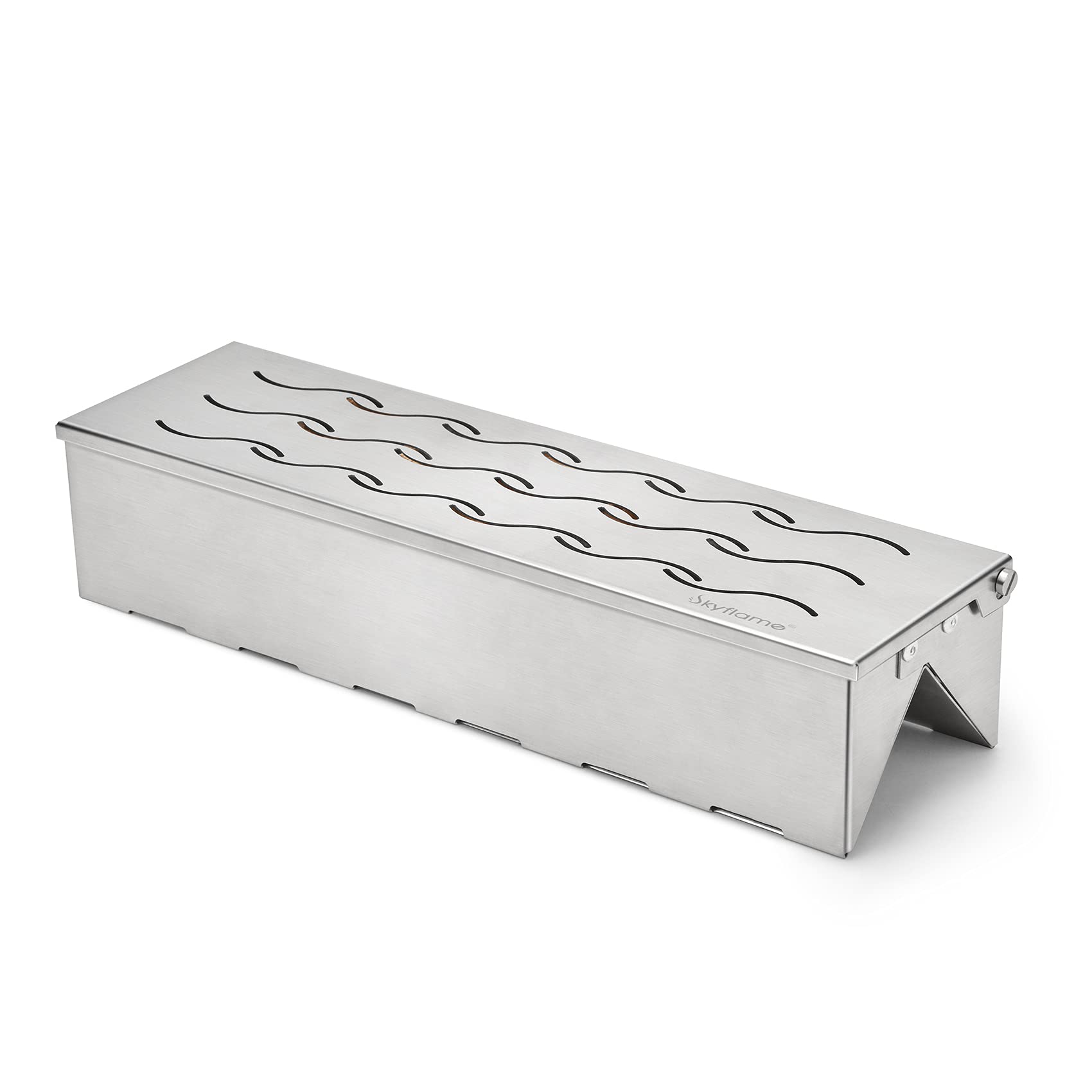 Skyflame Stainless Steel BBQ Smoker Box for Wood Chips - Universal Smoky Flavor Grill Accessories for Gas & Charcoal Grills, W-Shaped Design | Perfect for Backyard Barbecues, Camping Trips & Outdoor Cooking