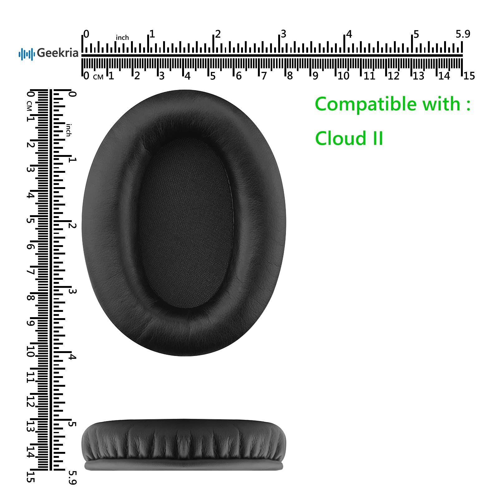Geekria QuickFit Replacement Ear Pads for HyperX Cloud III/Cloud 3/Cloud II/Cloud 2 Gaming Headphones - Soft Memory Foam Cushions - Noise Isolation Earpads - Comfortable Headset Repair Parts (Black) - Perfect for PC Gaming, Streaming & Office Work