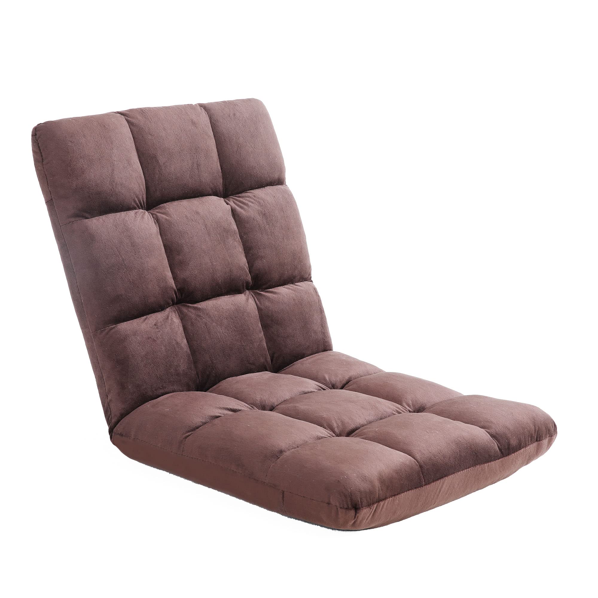 42-Position Adjustable Backrest Floor Sofa Chair - Upholstered Lounge Chair for Meditation, Reading & Gaming - Foldable Lazy Chair for Living Room, Bedroom & Home Theater (Brown) - Perfect for Relaxation, Yoga & Movie Nights