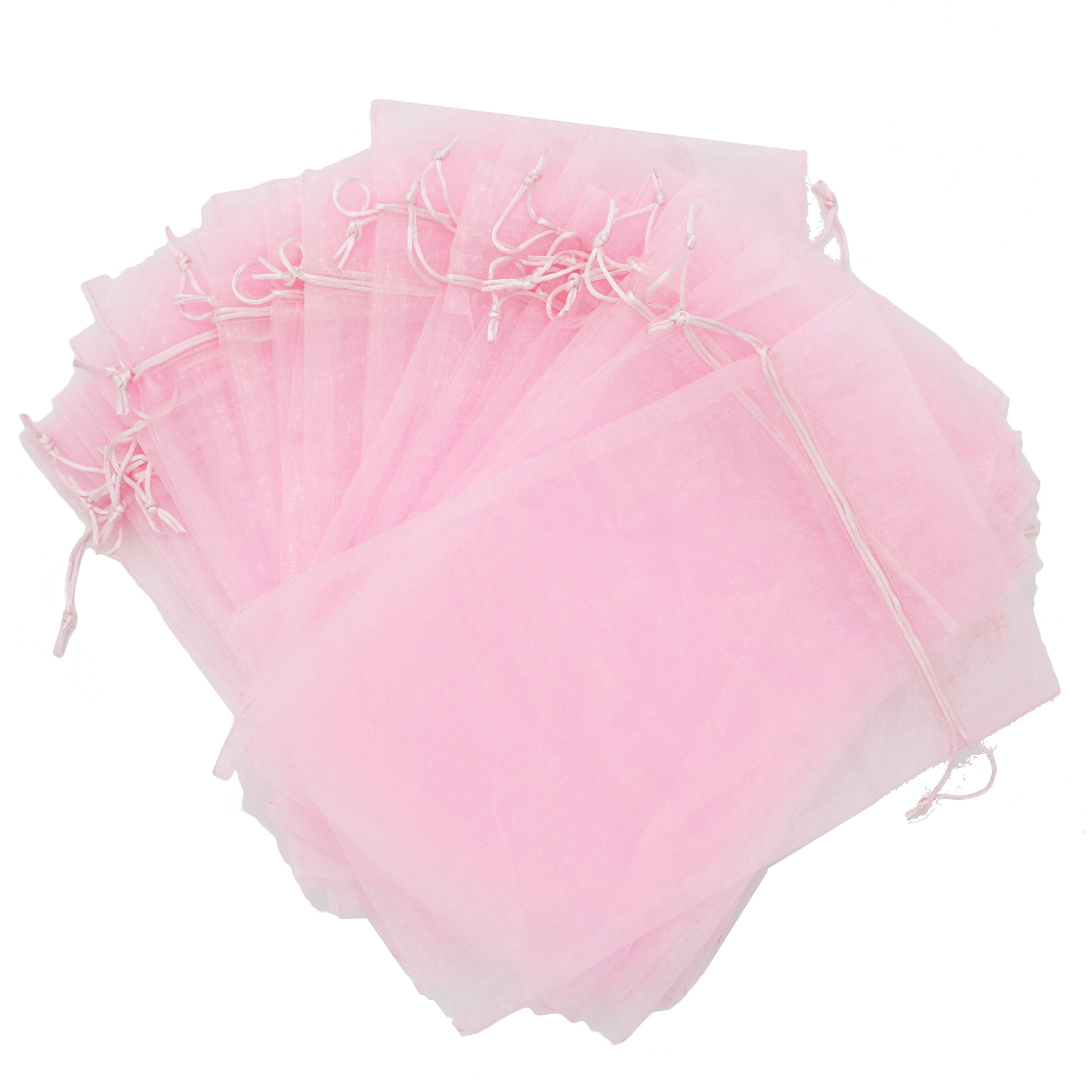 30 Designer Organza Fabric Gift Bags - Elegant Pink 5.5