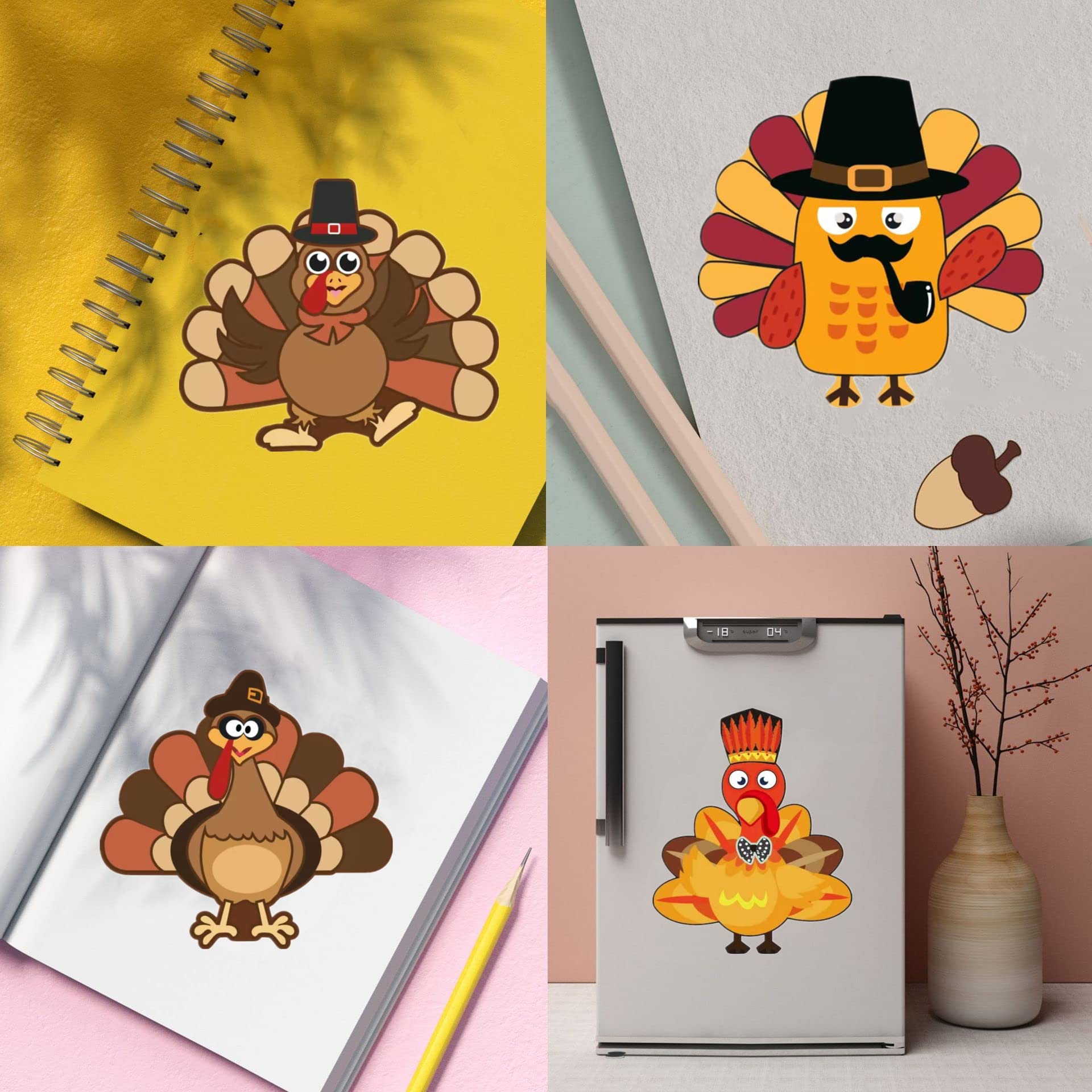 36 Sheets Thanksgiving Stickers (12 Unique Designs) - DIY Turkey Crafts for Kids, Fall Party Supplies | Perfect for Classroom Activities, Holiday Decorations & Family Thanksgiving Games