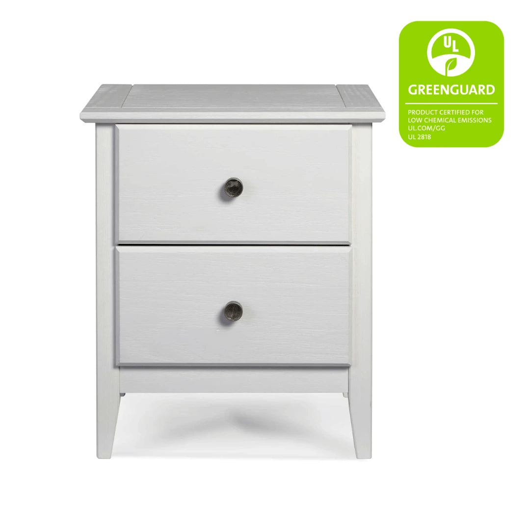 Greenport 2 Drawer Nightstand - Modern Bedside Table with Storage, Solid Wood Bedroom Furniture for Small Spaces - Perfect for Bedrooms, Dorms & Apartments