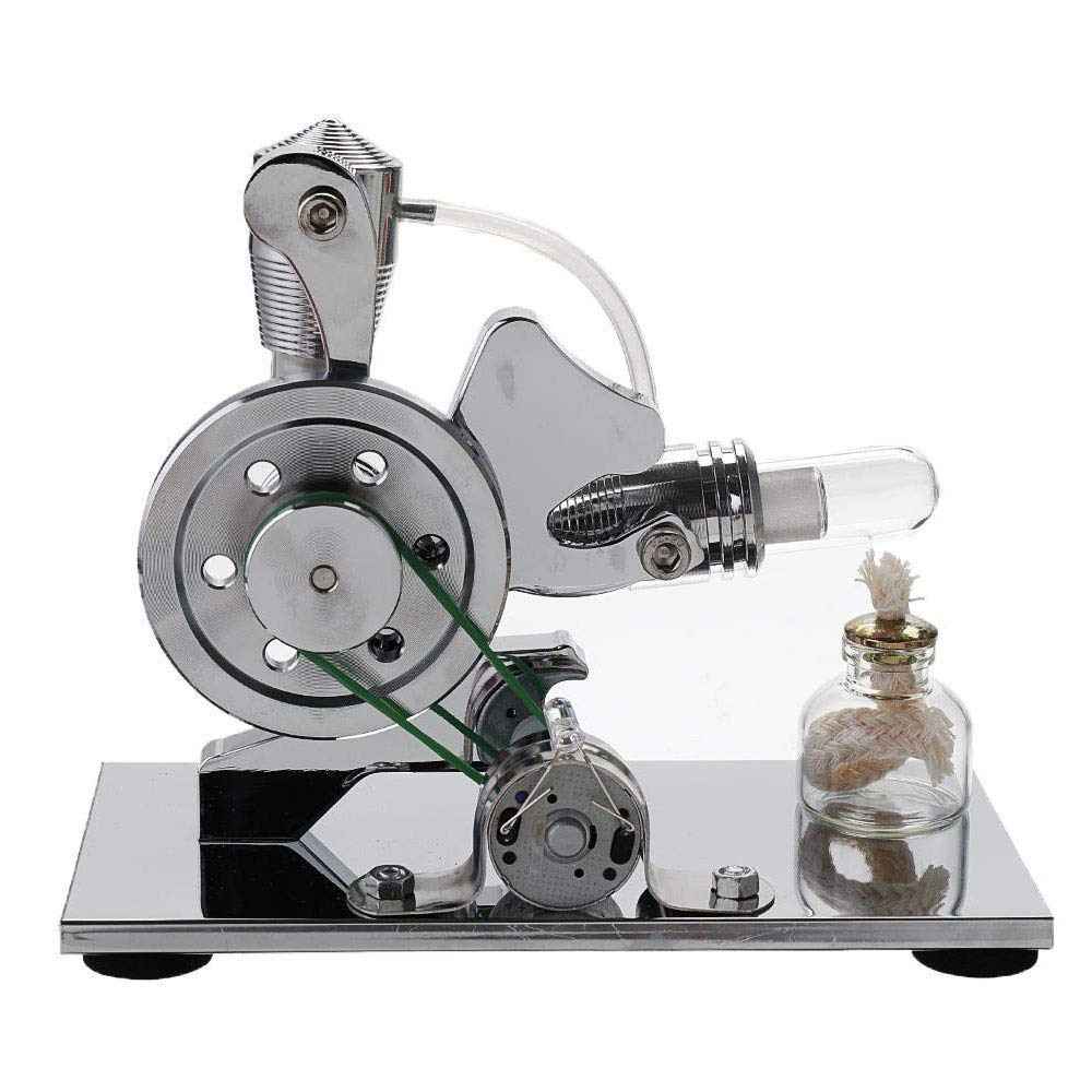 KEYOZA Experimental Stirling Engine Model - Solid Metal Construction, Electricity Generator Steam Engine for Physics Science Experiments | Educational STEM Toy Gift for Kids & Adults | Perfect for Classrooms, Labs & Science Enthusiasts