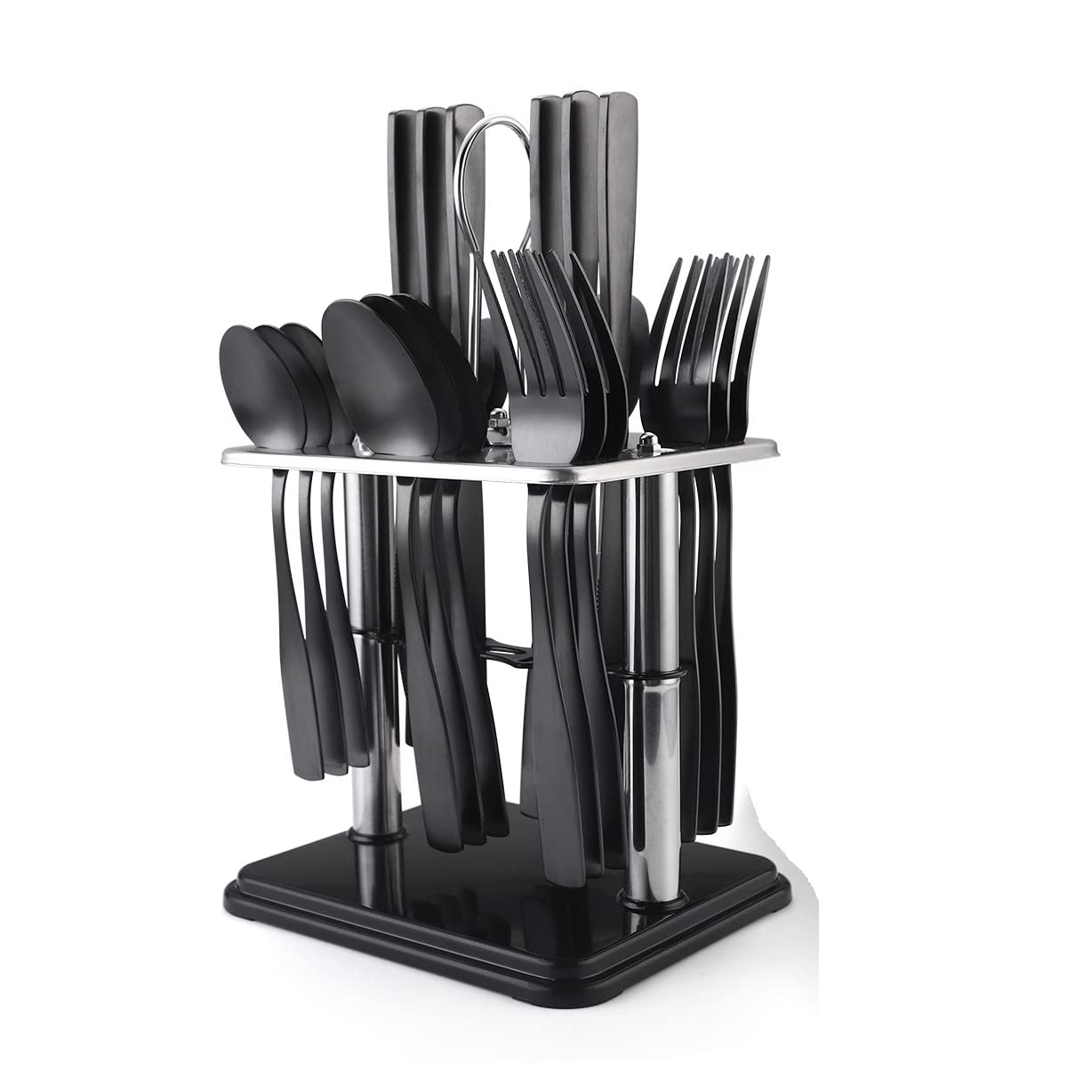 48-Piece Stainless Steel Flatware Set for 12 - Matte Black Silverware Cutlery Set with Knives, Spoons & Forks | Dishwasher Safe | Perfect for Home, Parties, Weddings & Restaurant Use