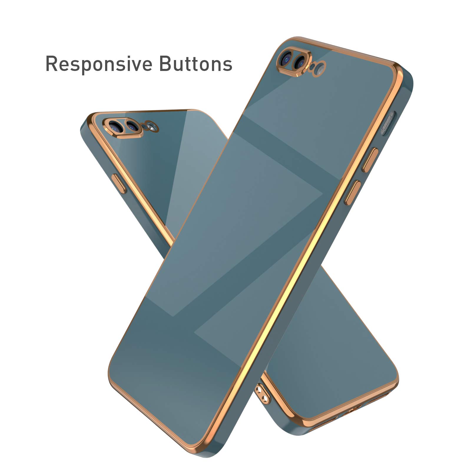 EYZUTAK Soft Silicone Slim Shockproof Case for iPhone 7 Plus/8 Plus - Electroplated Edge Protective Phone Cover (Solid Gray) - Perfect for Everyday Use, Work & Travel