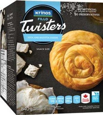 Krinos Fillo Twisters with Feta & Ricotta Cheese - 840g | Crispy Greek Pastry for Appetizers, Parties & Snacking