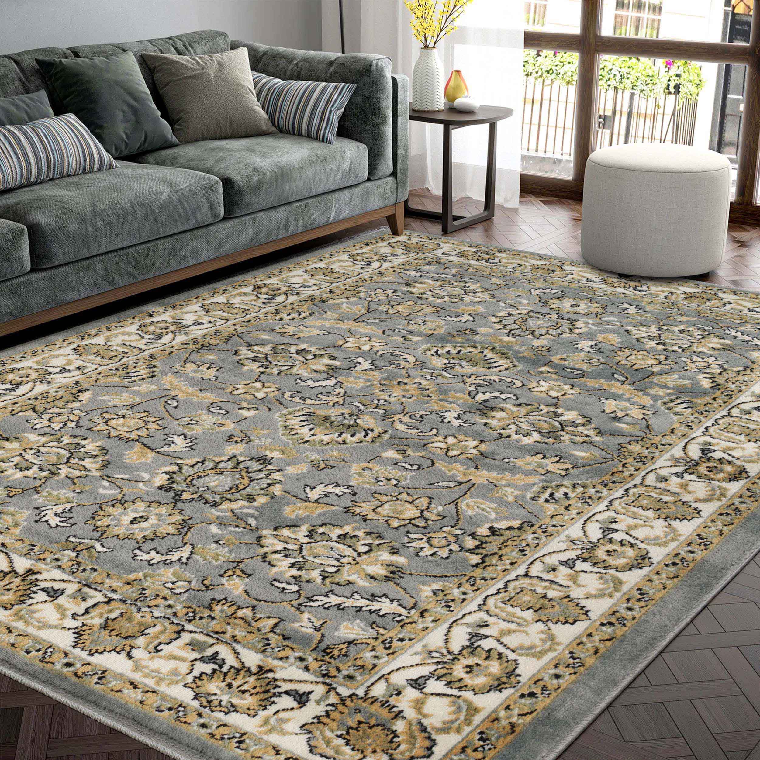 Lille Elegant Floral Indoor Area Rug - Non-Slip Soft Living Room Carpet Runner for Bedroom, Hallway & Entryway Decor