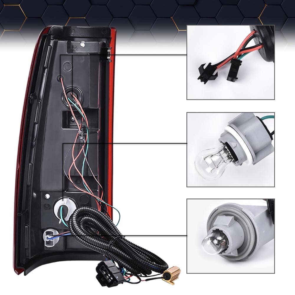 PIT66 LED Tail Lights for Chevy Silverado 2003-2006 - GM2800174 & GM2801174 Replacement - Red Lens with Wiring Harness - Upgrade for Better Visibility & Safety at Night