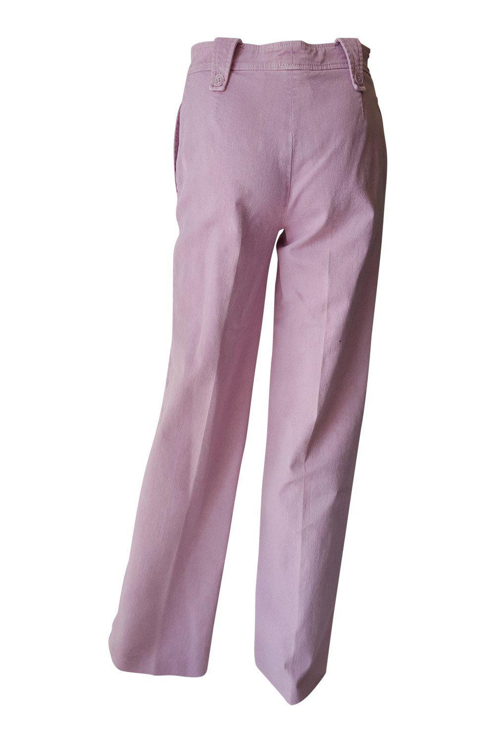GIAMBATTISTA VALLI Women's Pink Denim Wide Leg Jeans - Mid Rise Stretch Comfort Fit (Size 10) | Casual Chic Outfits for Spring & Summer