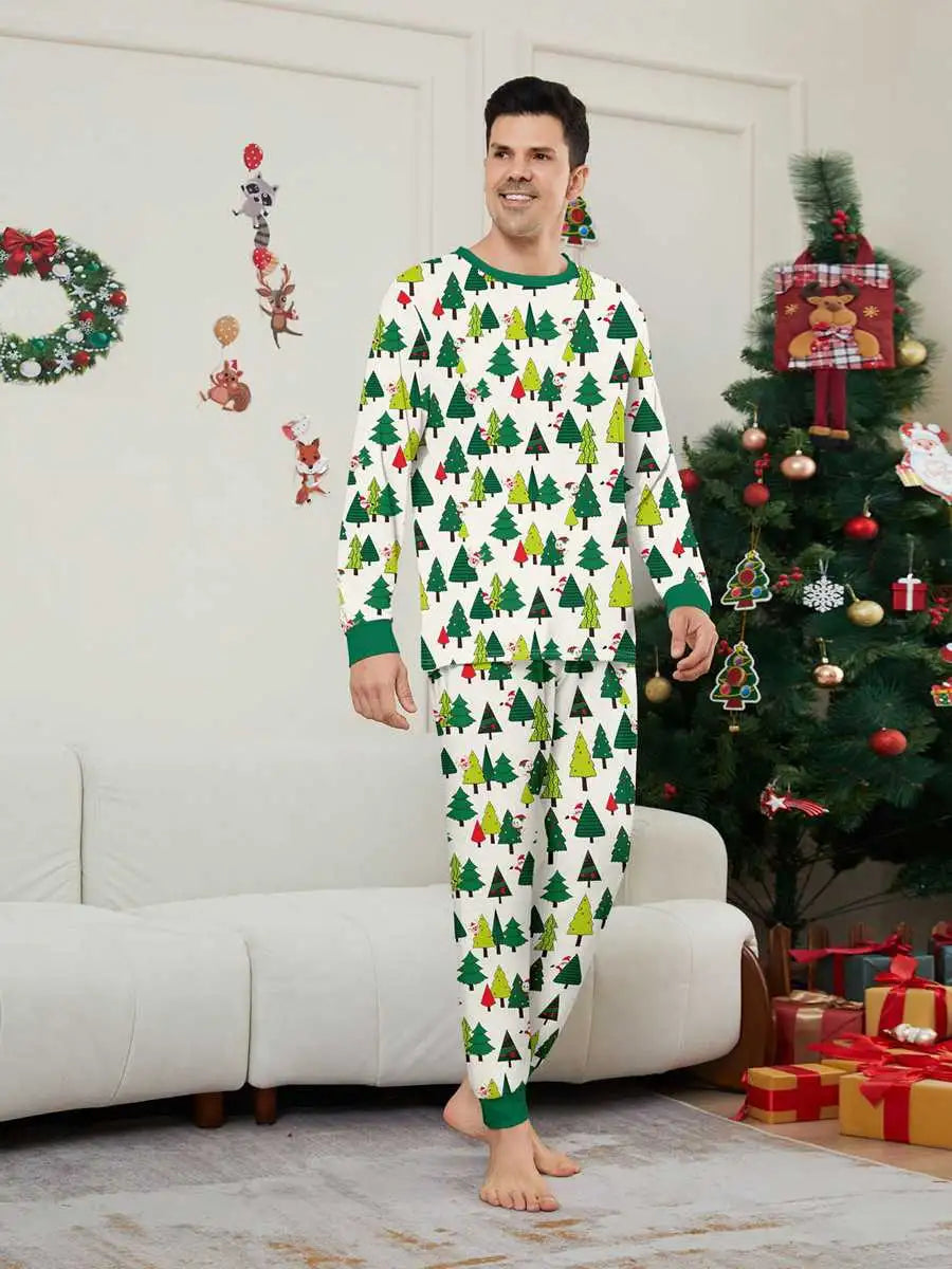 Christmas Tree Matching Family Christmas Pajamas Set - Cozy Holiday Pjs for Family Photos & Festive Gatherings