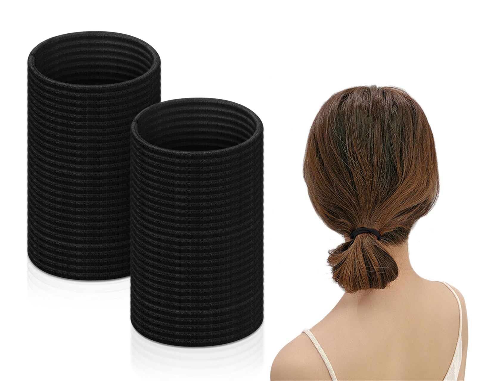 DS. DISTINCTIVE STYLE 50-Pack Black Hair Ties - 2.5mm Elastic Hair Bands for Women, Ponytail Holders, No-Slip Hair Rubber Bands - Perfect for Workouts, Office, School & Everyday Use