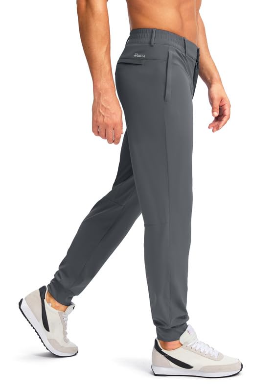 Pudolla Men's Slim Fit Golf Joggers Pants with Zipper Pockets - Stretch Lightweight Sweatpants for Casual & Dress Wear - Perfect for Golf, Travel & Everyday Comfort