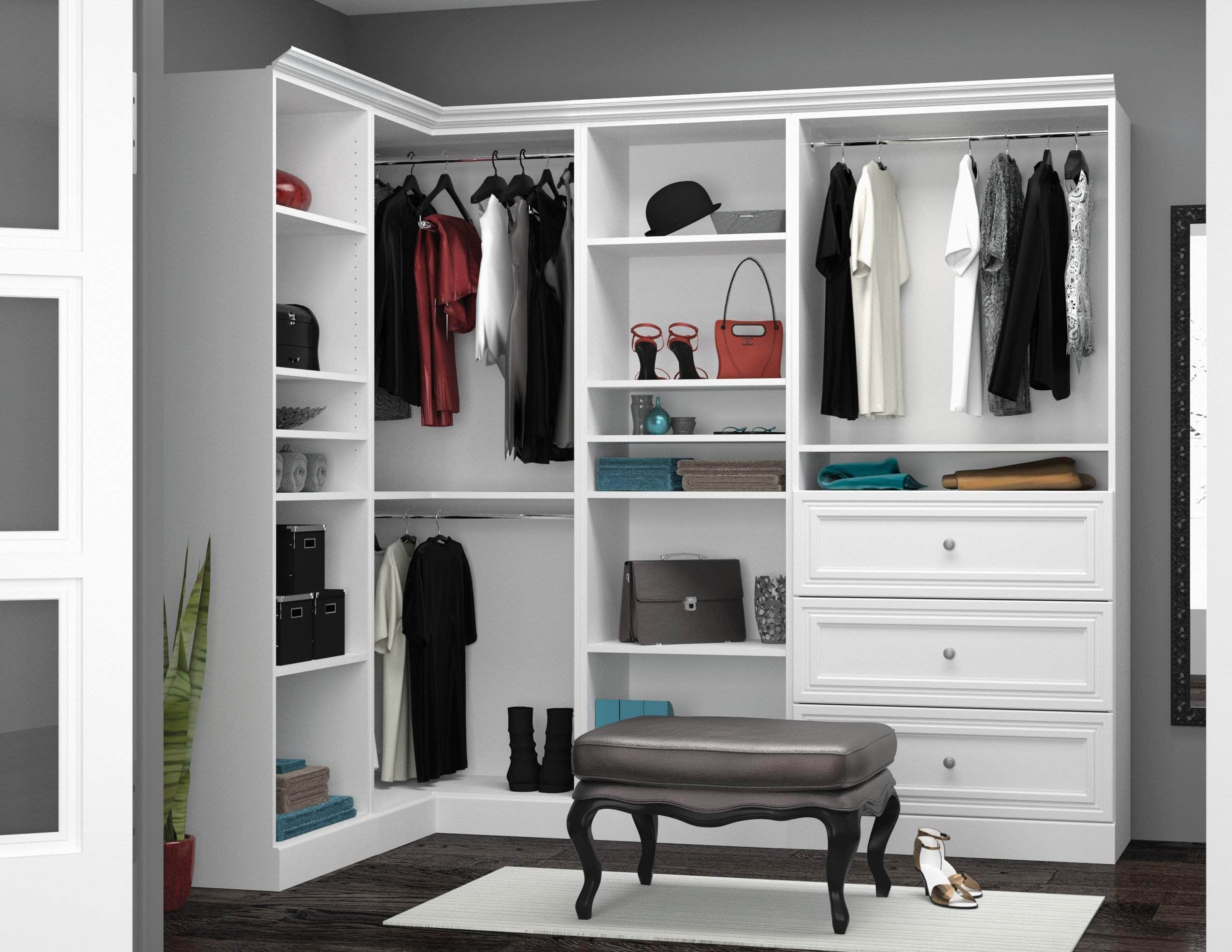 White Versatile Walk-In Closet Organizer - Perfect for Bedroom, Dorm & Small Space Storage Solutions