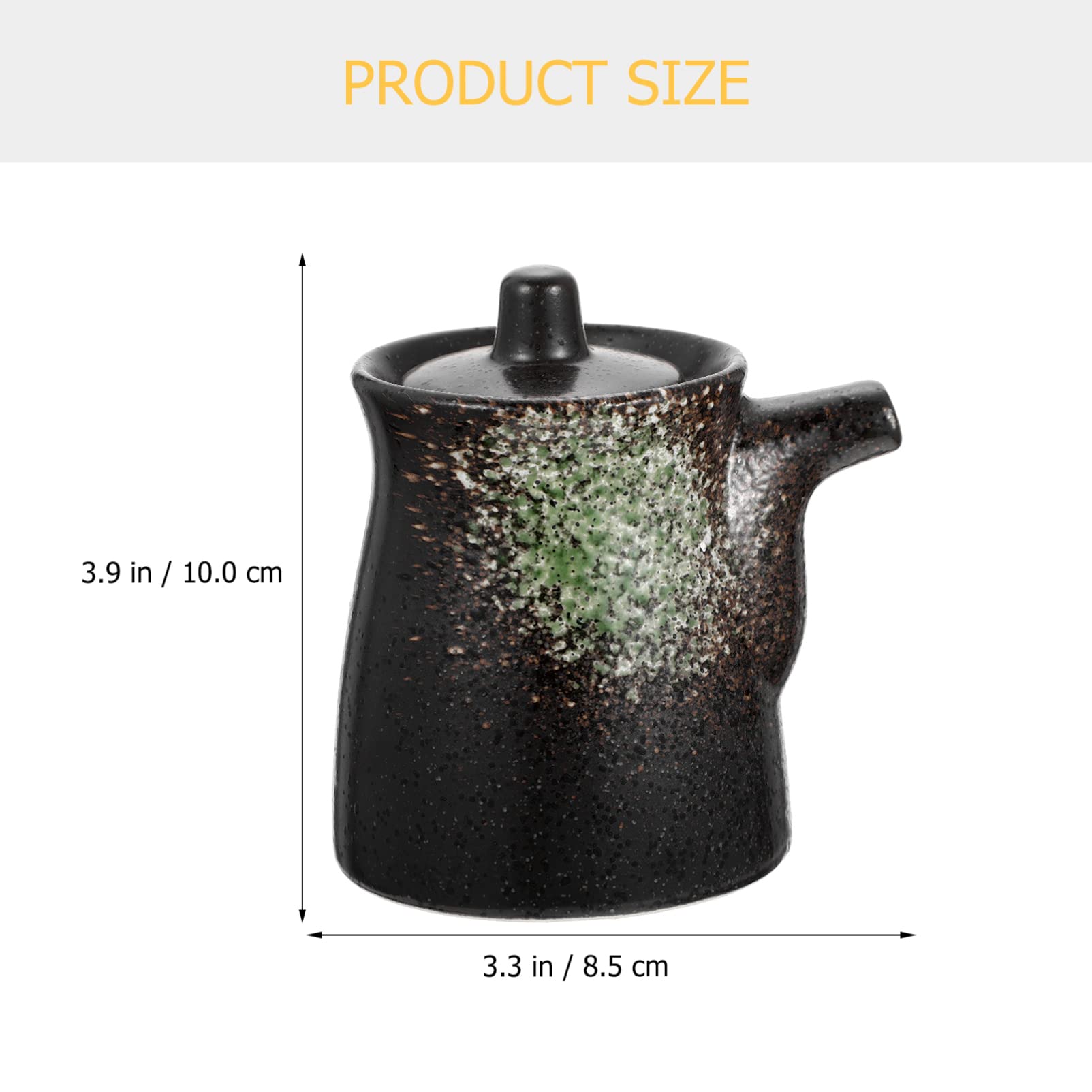 Premium Japanese Style Ceramic Soy Sauce Dispenser - Elegant Oil & Vinegar Dispenser with Lid - Perfect for Shoyu, Ponzu & Liquid Condiments - Ideal for Kitchen Countertop & Dining Table Display (Green)