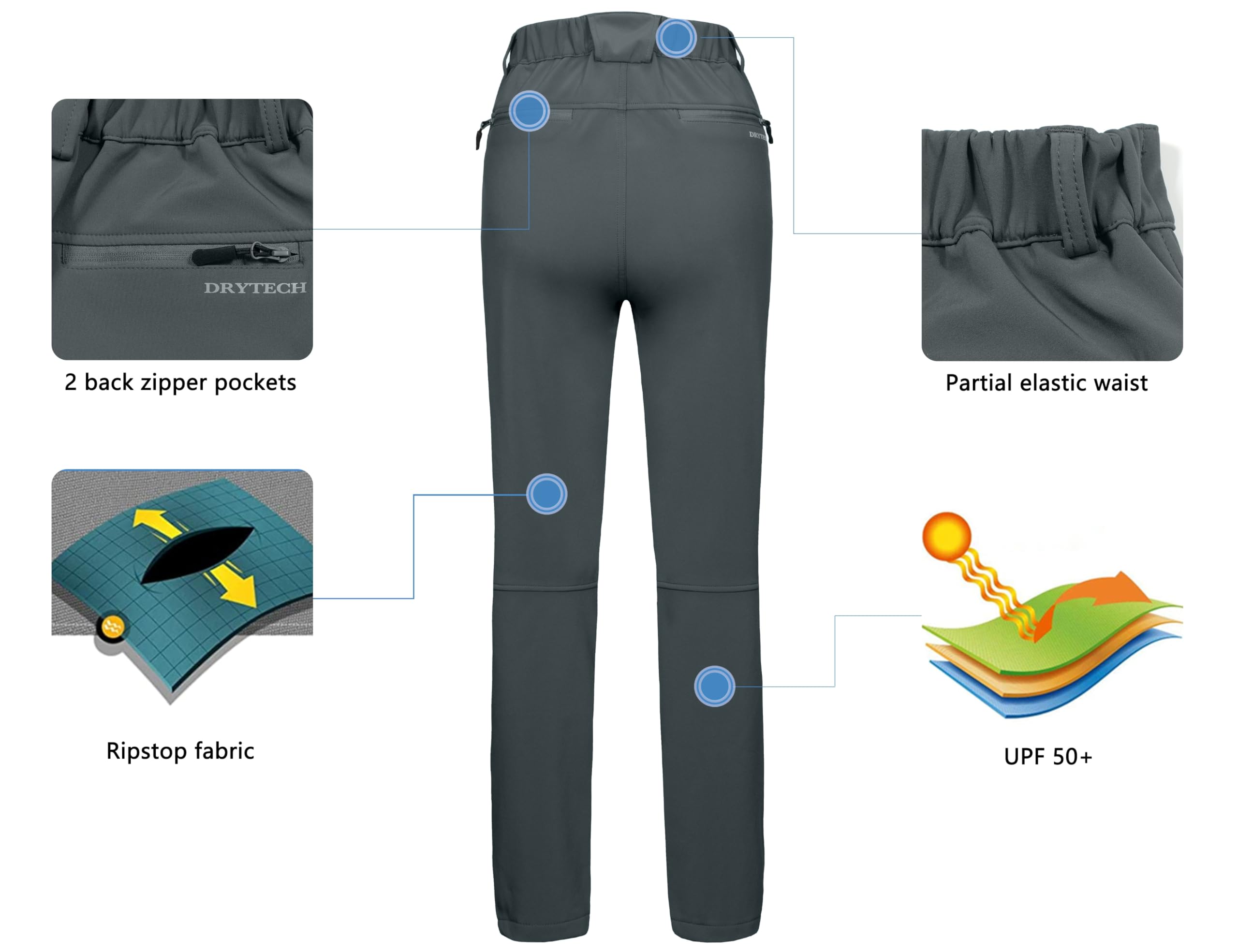 Little Donkey Andy Women's Ski Softshell Pants - Windproof Winter Snow Pants for Skiing & Snowboarding | Water-Resistant Thermal Insulated Snowboarding Pants for Cold Weather Outdoor Activities