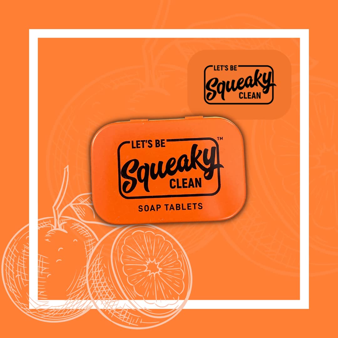 30 Handmade Squeaky Clean Soap Tablets in Tin | Single Wash Hygiene Bar for Hand Care | Travel & Pocket Friendly | Vanilla & Orange Scent Combo | Perfect for Camping, Gym & Emergency Kits