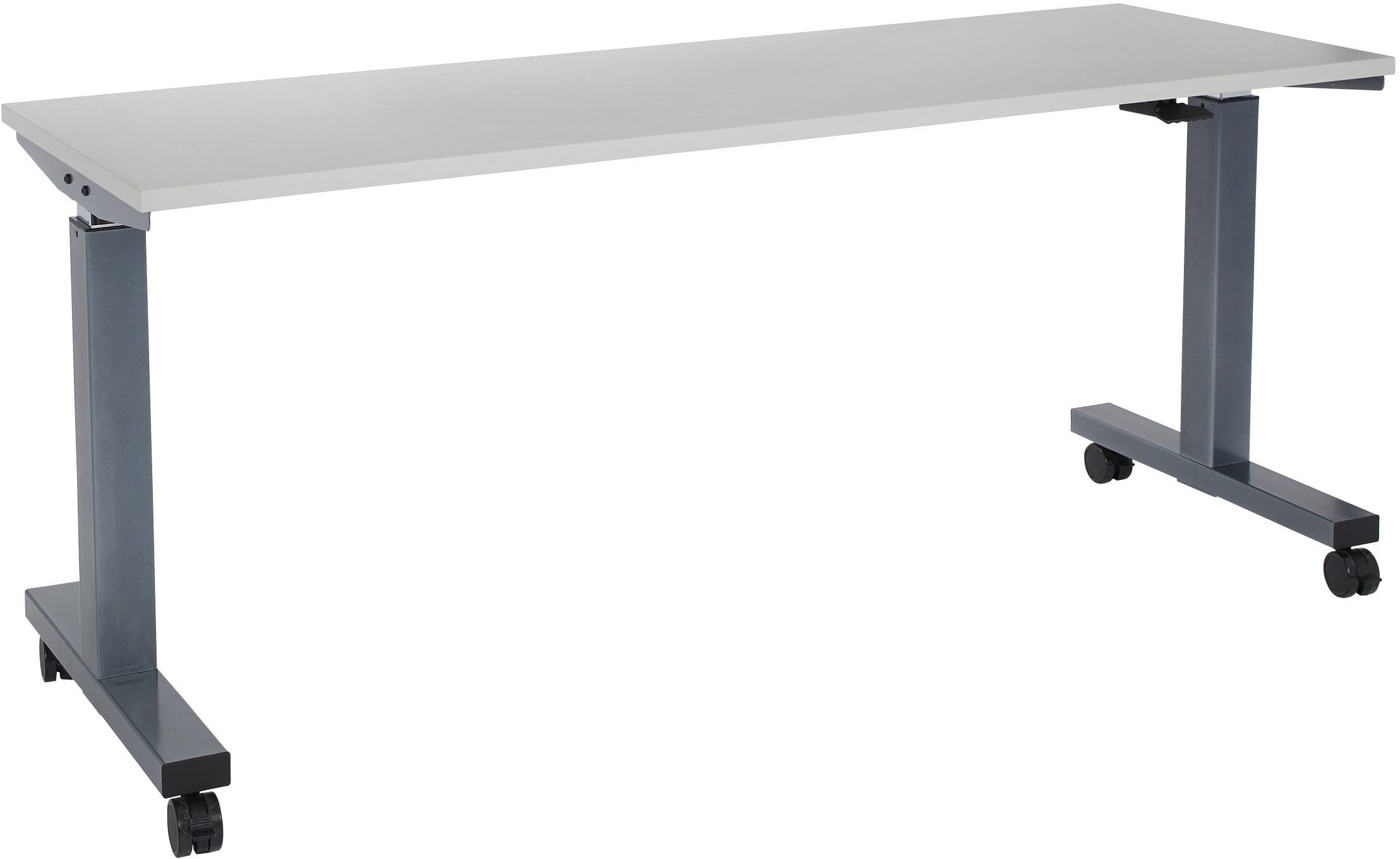 Office Star 6 ft. Wide Pneumatic Height Adjustable Desk in Titanium - HAT60267 G - Perfect for Home Office, Standing Desk Workstation & Ergonomic Workspace Setup