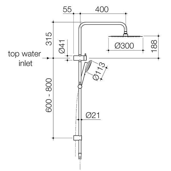 Caroma Urbane II Rail Shower 300mm Overhead Chrome - Modern Bathroom Fixture for Spa-Like Shower Experience | Perfect for Home Renovation & Luxury Bathrooms