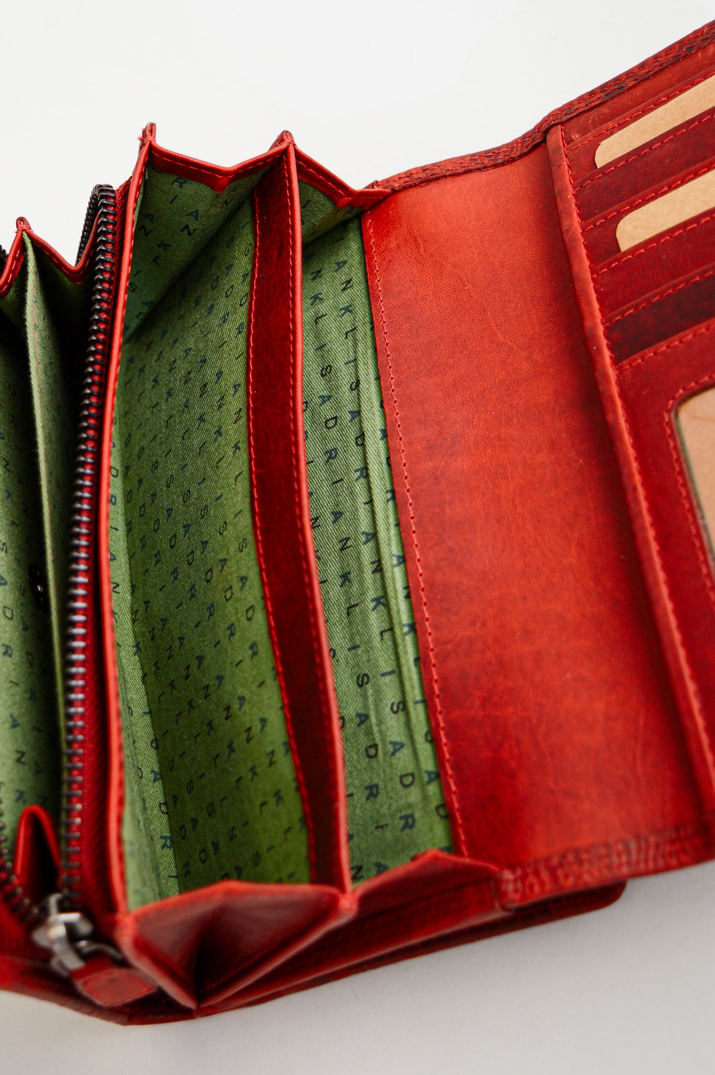 Adrian Klis Genuine Leather Flower Wallet for Women - Stylish Red RFID Blocking Bifold Wallet - Perfect for Travel, Shopping & Everyday Use
