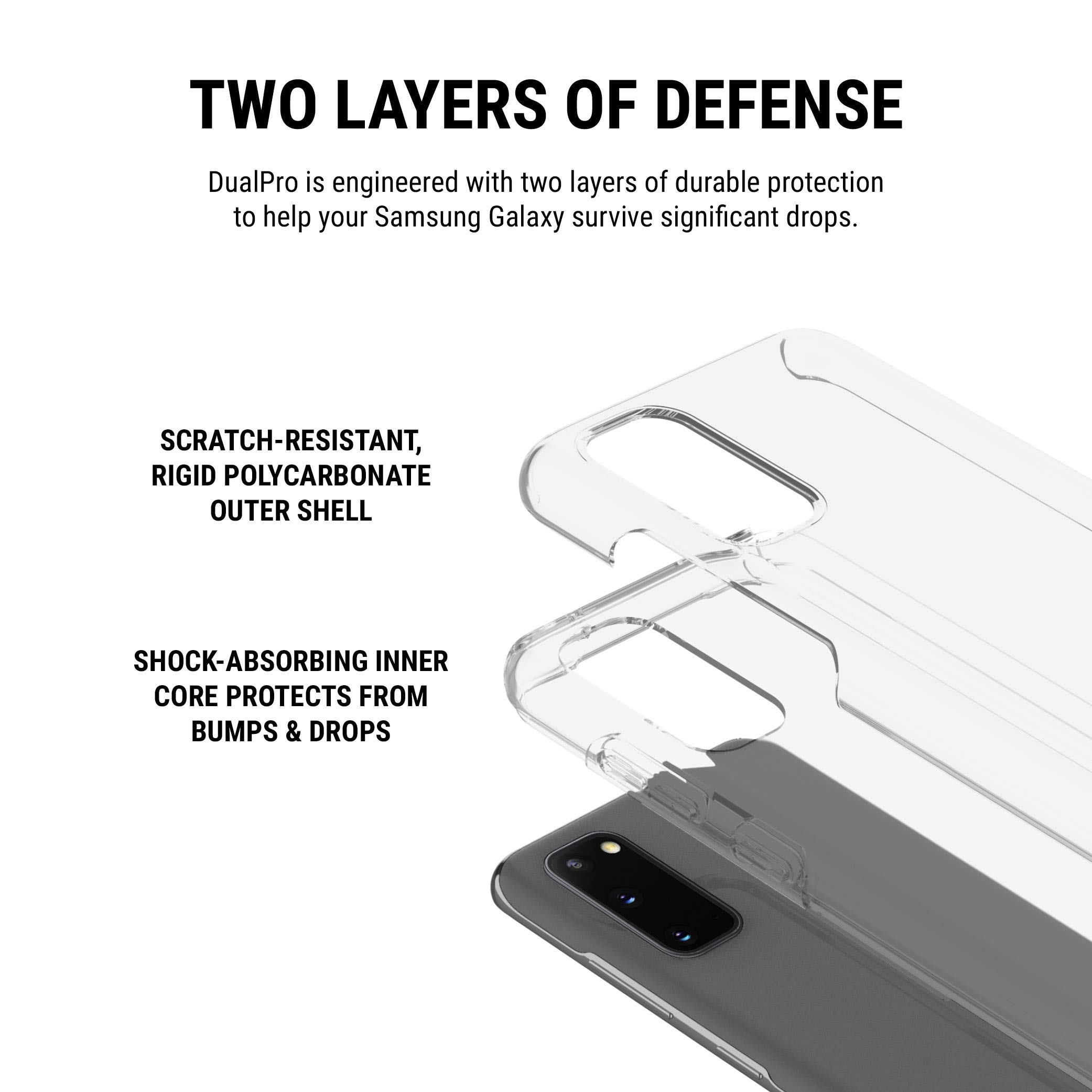 Incipio DualPro Protective Case for Samsung Galaxy S20 - Shockproof & Scratch-Resistant Clear Cover for Everyday Use & Travel Protection