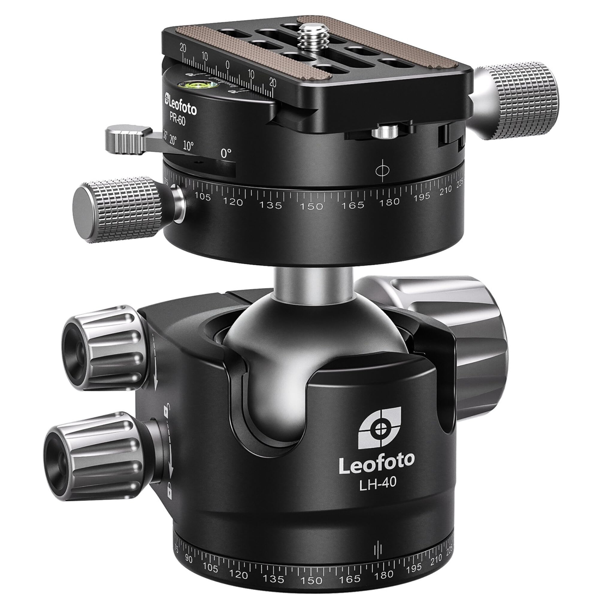 Leofoto LH-40PR Professional Tripod Ball Head with Double Panoramic Plate & Locking Function - Perfect for DSLR Cameras, Landscape Photography and Outdoor Shooting