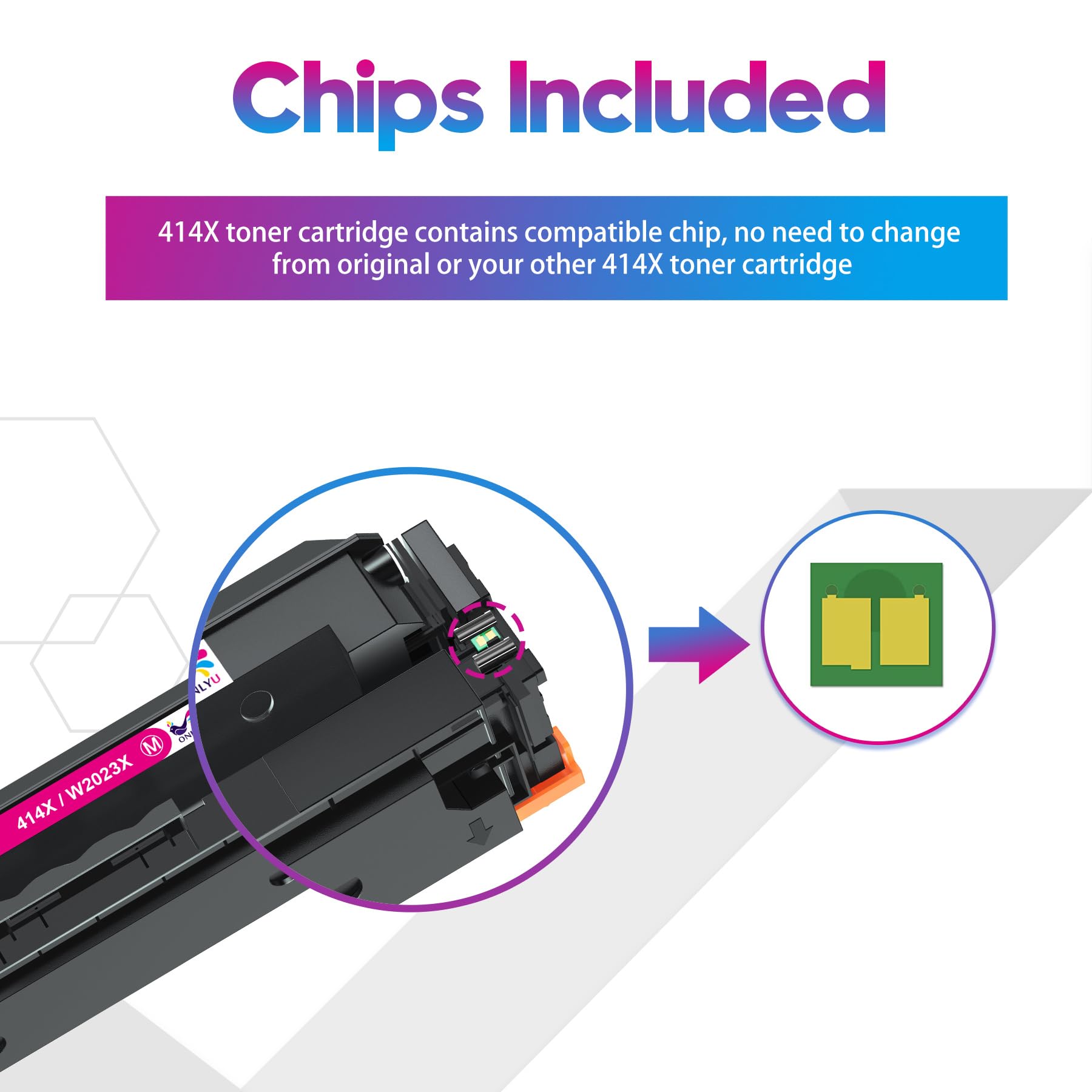 ONLYU Compatible Toner Cartridge Replacement for HP 414X 414A - Works with HP Color LaserJet Pro MFP M479fdw M479fdn M479dw M454dw M454dn M455dn MFP M480f M479 M454 W2020X W2020A (4-Pack, CMYK) - High Yield Printing for Office & Home Use