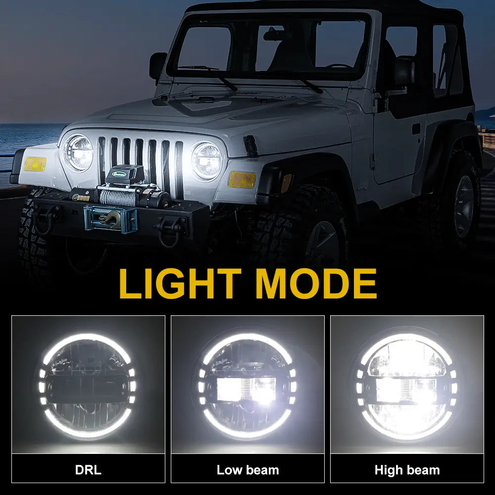 LOYO 7 Inch LED Headlight and Tail Light Kit for Jeep Wrangler TJ (1997-2006) - High Brightness Waterproof Off-Road Lighting for Night Driving & Adventure