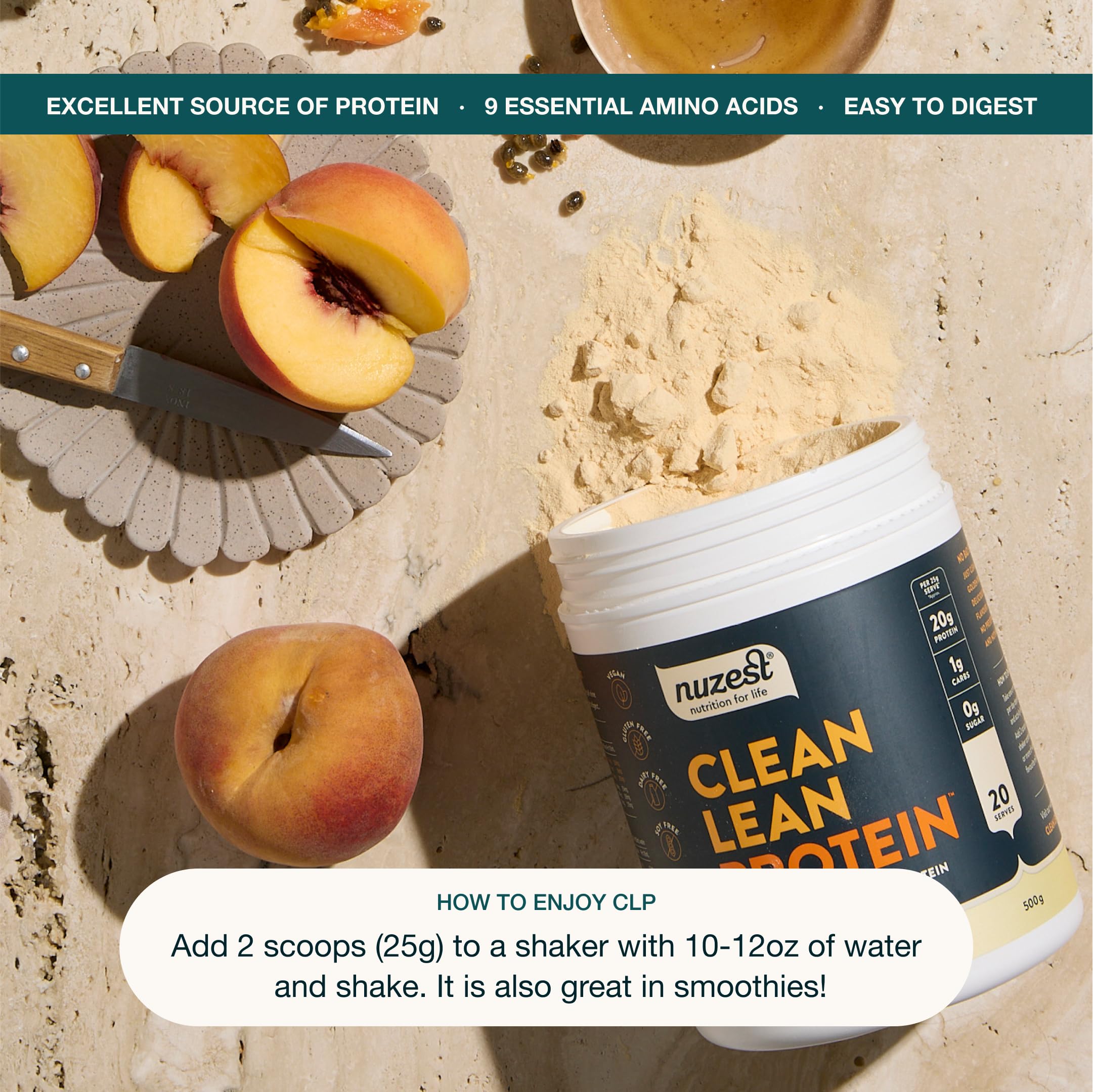 Nuzest Clean Lean Vegan Pea Protein Powder - Premium Plant Based Protein, Dairy Free, Gluten Free, Non-GMO, Rich Chocolate Flavor (5.5 lb, 100 Servings) - Perfect for Post-Workout Recovery, Smoothies & Healthy Meal Replacement