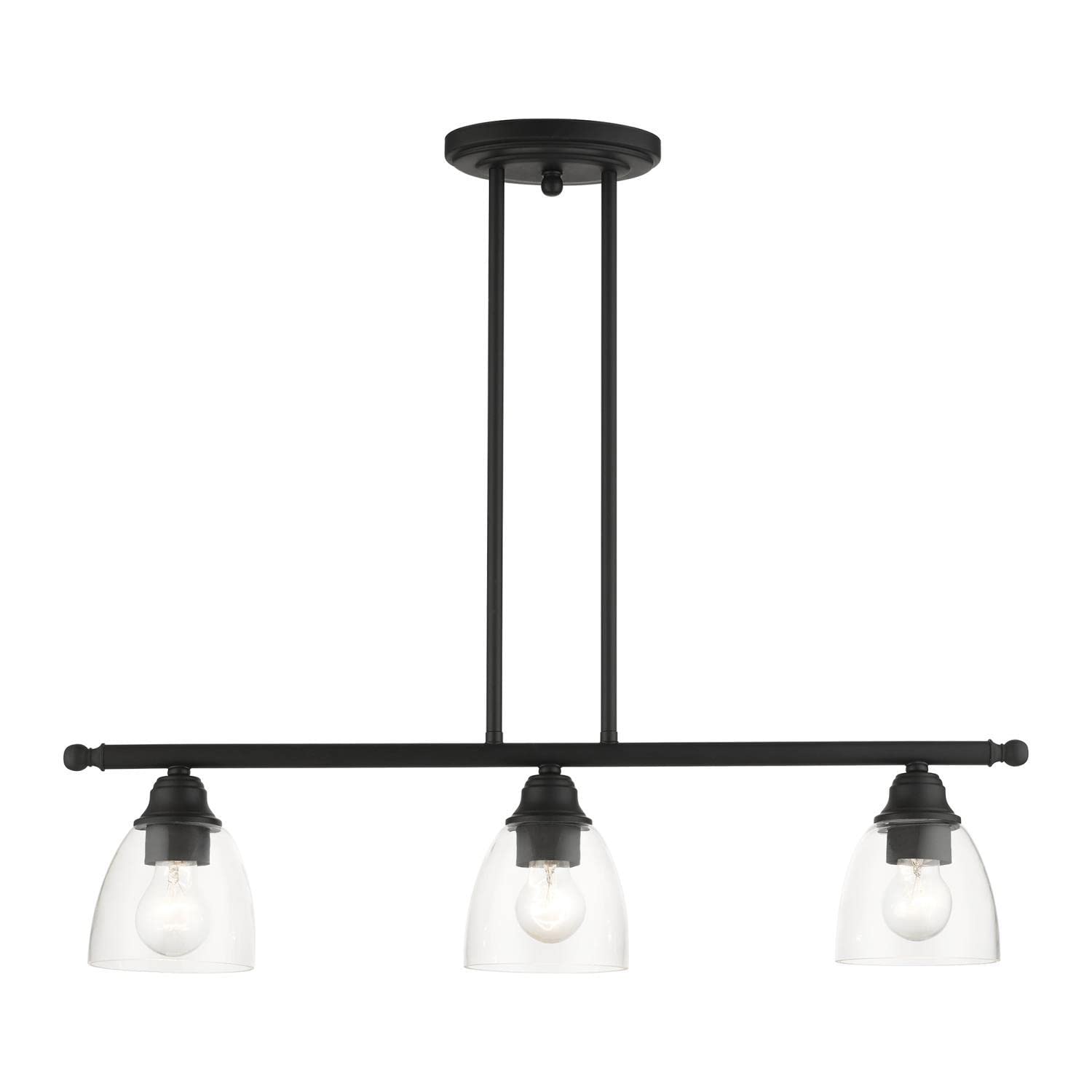 Livex Lighting 46337-04 Montgomery Linear Chandelier in Black - Modern Ceiling Light Fixture for Dining Room, Kitchen Island & Entryway
