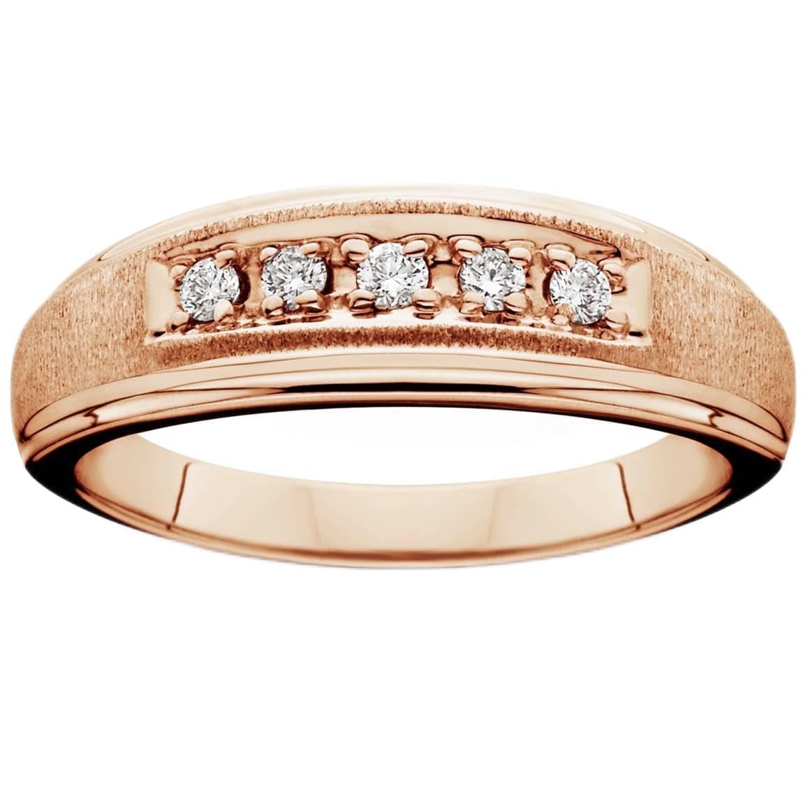 14K Rose Gold Men's Diamond Ring - Elegant Wedding Band, Anniversary Gift for Him, Perfect for Proposals & Special Occasions