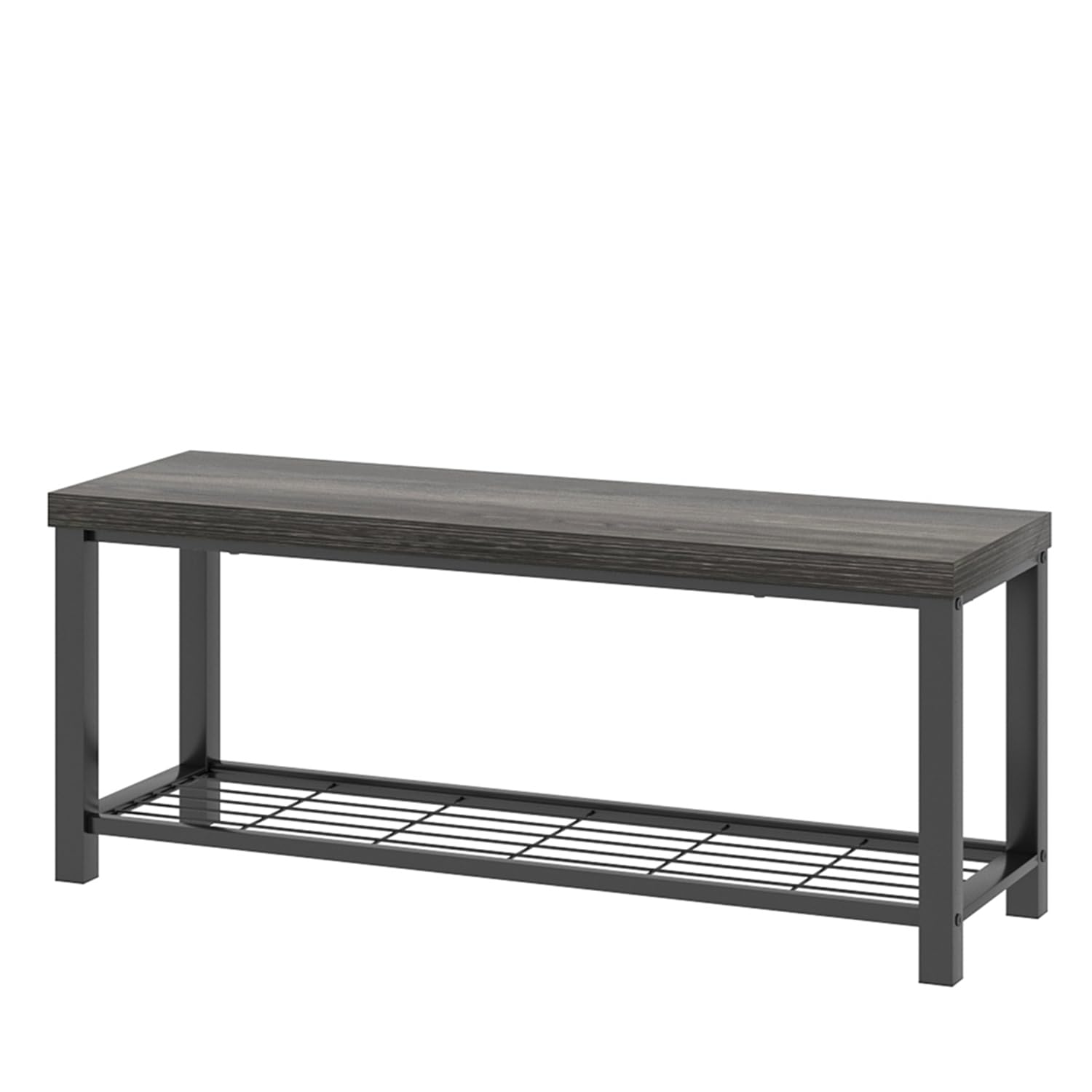 FOLUBAN 43 Inch Industrial Shoe Storage Bench - Rustic Entryway Hallway Organizer with Seat, Modern Shoe Rack for Living Room Bedroom (Dark Gray) - Perfect for Small Spaces & Mudroom Organization