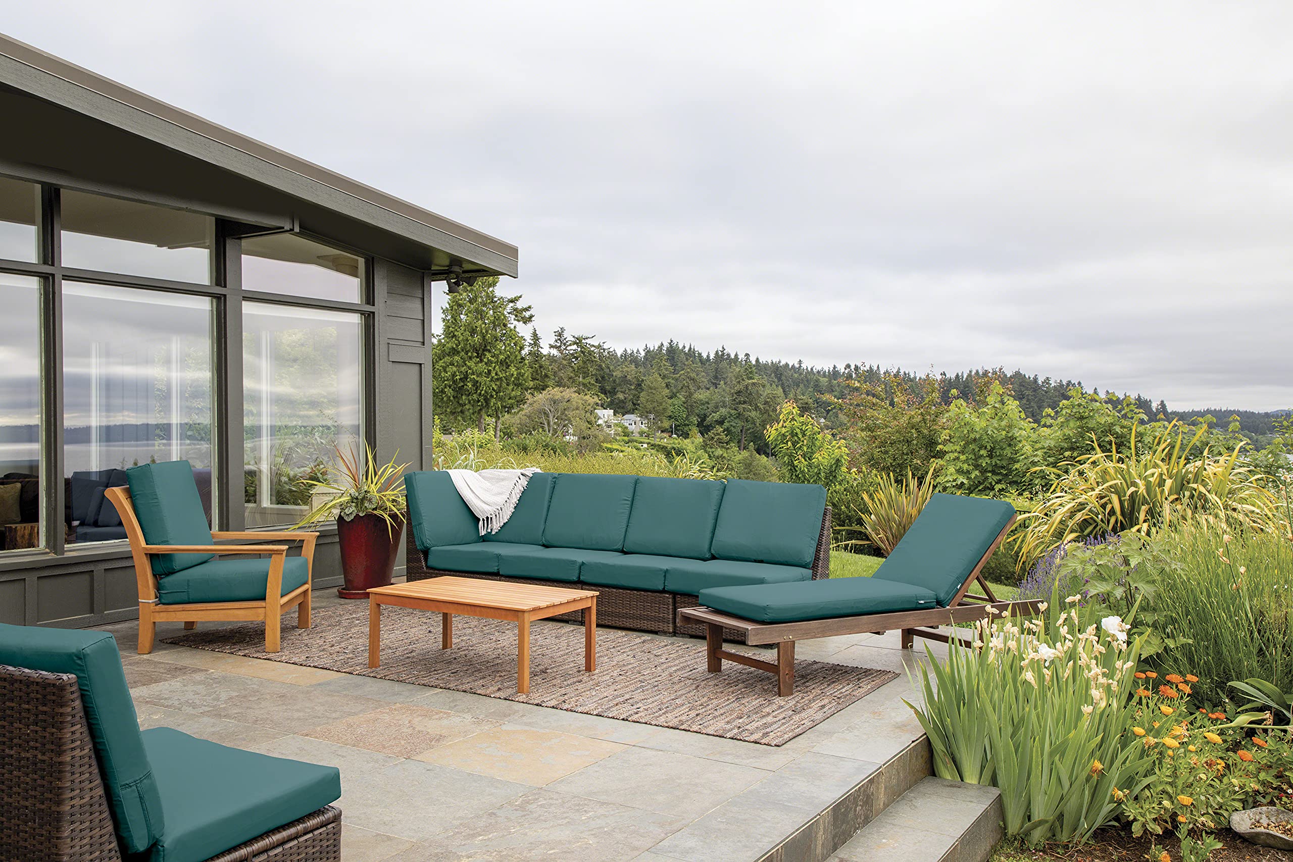 Ravenna Patio Back Cushion Cover - Durable Outdoor, Mallard Green, 25x22x4in - Perfect for Garden & Deck