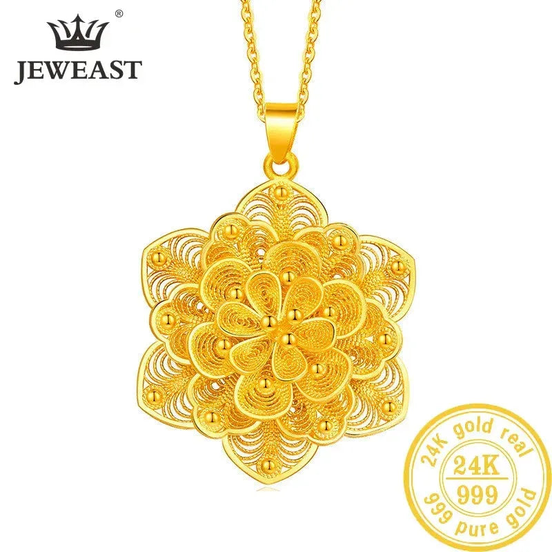 24K Pure Gold Pendant Real AU 999 Solid Gold Charm - Elegant Trendy Classic Jewelry for Women | Perfect for Parties, Weddings & Special Occasions | Bestseller 2023