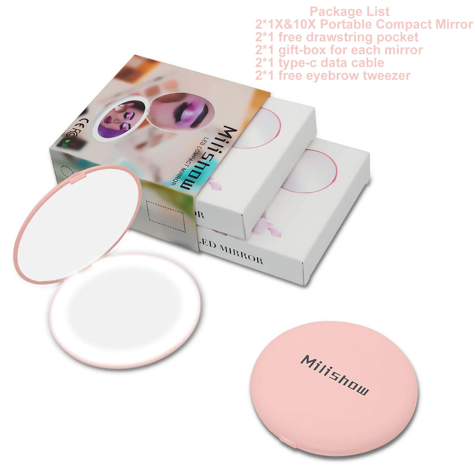 Rechargeable LED Compact Mirror with 1x/10x Magnification - 3.5 Inch Dimmable Travel Makeup Mirror for Purse, Pocket & Handheld Use | Perfect for Home, Travel & On-the-Go Touch Ups