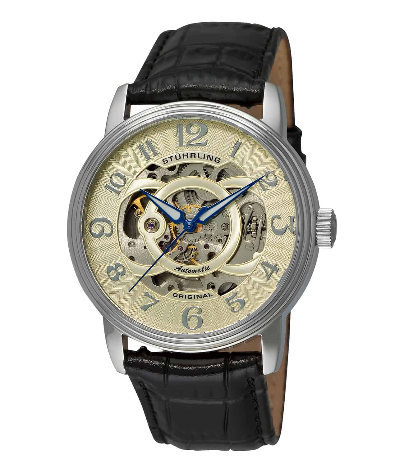 Delphi Alpha 107EG 44mm Skeleton Watch for Men - Luxury Automatic Mechanical Timepiece - Perfect for Business, Formal Events & Gift Giving