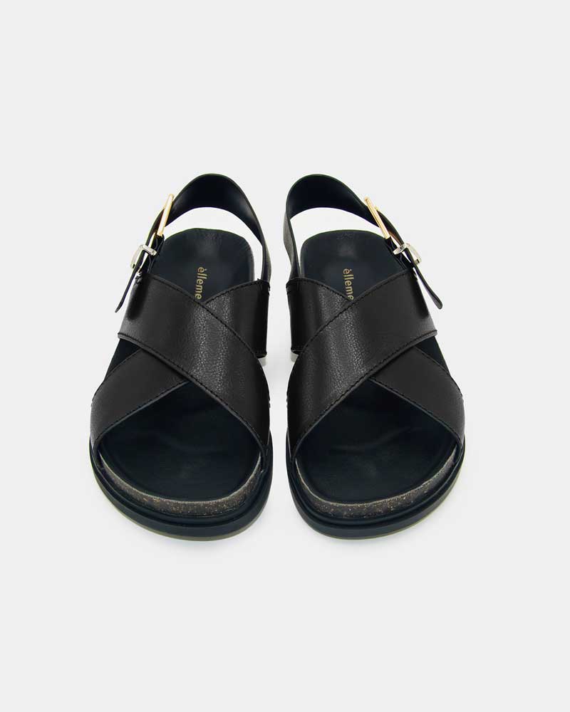 Stylish Black Leather Slingback Sandals with Adjustable Buckle - Perfect for Summer Outfits, Beach Vacations & Casual Wear