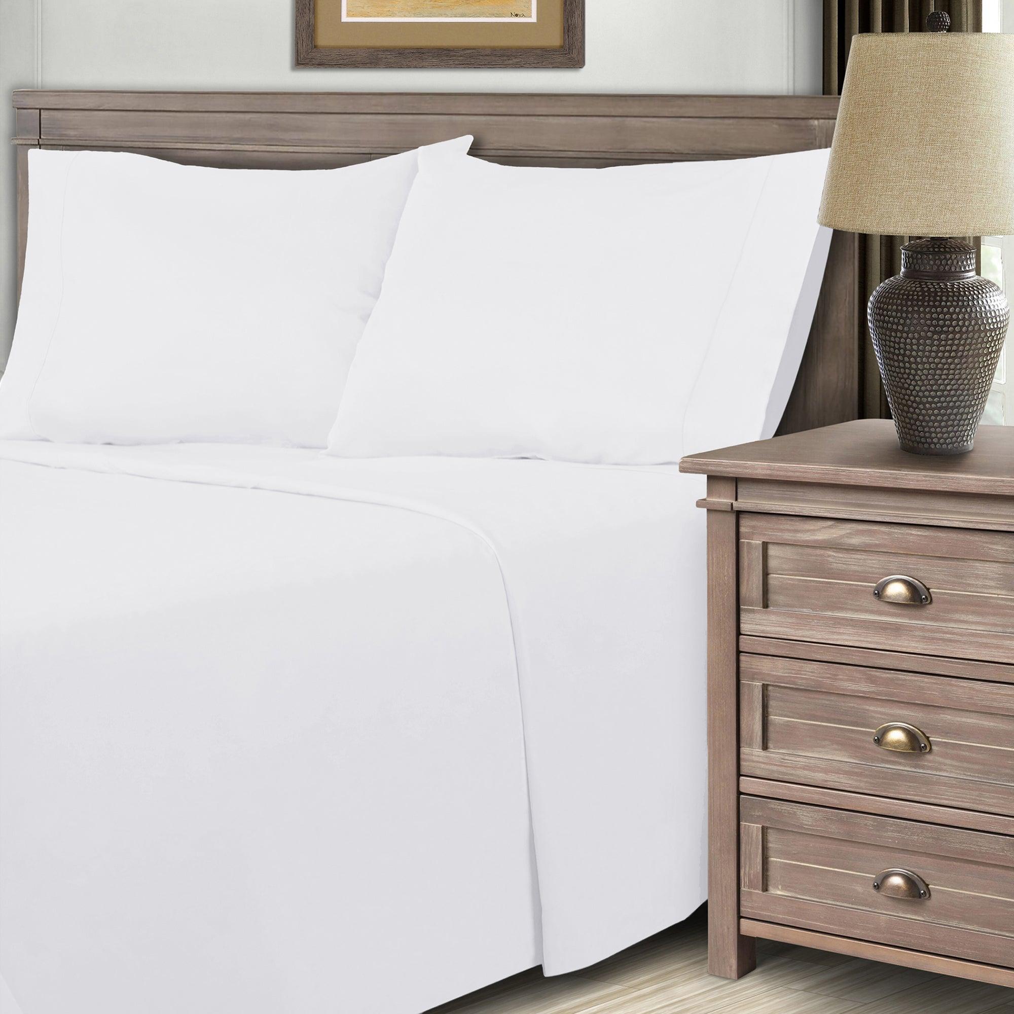 600 Thread Count Cotton Blend Solid Deep Pocket Sheet Set - Ultra Soft & Breathable Bed Sheets for Queen & King Size Beds - Perfect for Luxury Bedroom & Hotel Use