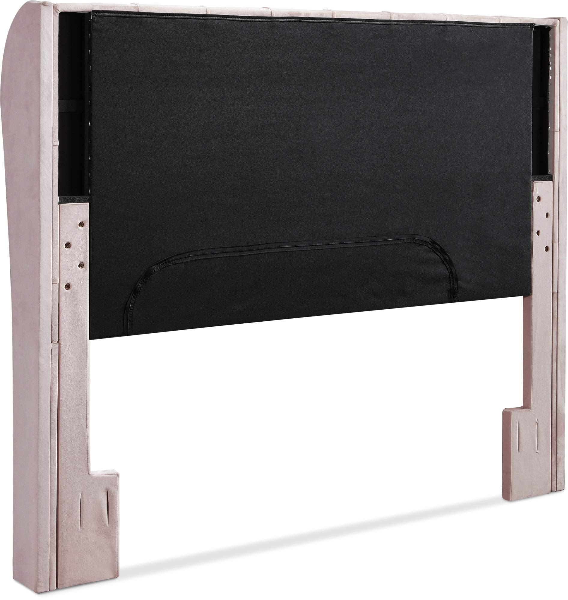 Modern Wingback Upholstered Headboard with Diamond-Tufting - Soft Fabric Queen Size Bed Frame - Blush Pink Bedroom Accent Furniture for Master Bedroom, Guest Room & Nursery Decor