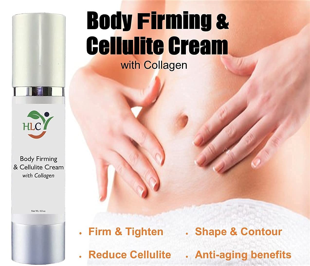 Body Firming & Cellulite Cream with Collagen (4 oz) - Visibly Reduce Cellulite, Dimpled Skin & Tighten Loose Areas | Anti-Cellulite Treatment for Thighs, Buttocks & Stomach | Daily Moisturizing Cream for Smooth Skin | Healthy Life Creations